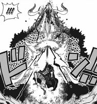 Luffy debuting his Advanced Conqueror's Haki vs. Kaido. (Image via Shueisha Shonen Jump+ app)